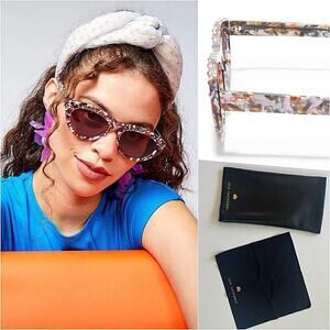 Lele Sadoughi Timeless Acetate 14k gold Plated Pink Crystals UV Sunglasses